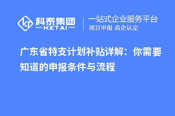 廣東省特支計劃補貼詳解:你需要知道的申報條件與流程