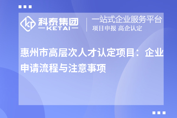 惠州市高層次人才認定項目:企業申請流程與注意事項