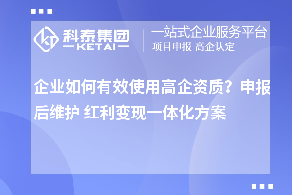 企業如何有效使用高企資質?申報后維護+紅利變現一體化方案