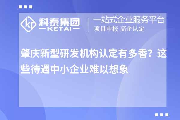 肇慶新型研發機構認定有多香？這些待遇中小企業難以想象