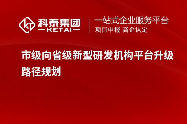 市級向省級新型研發機構平臺升級路徑規劃